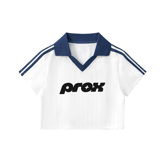 Contrast Collar Striped Cropped Jersey